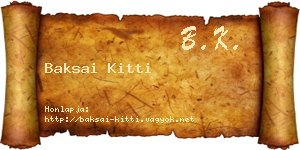 Baksai Kitti névjegykártya
